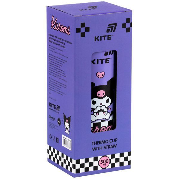 Термокружка з трубочкою Kite Kuromi HK25-1264, 500мл HK25-1264 фото